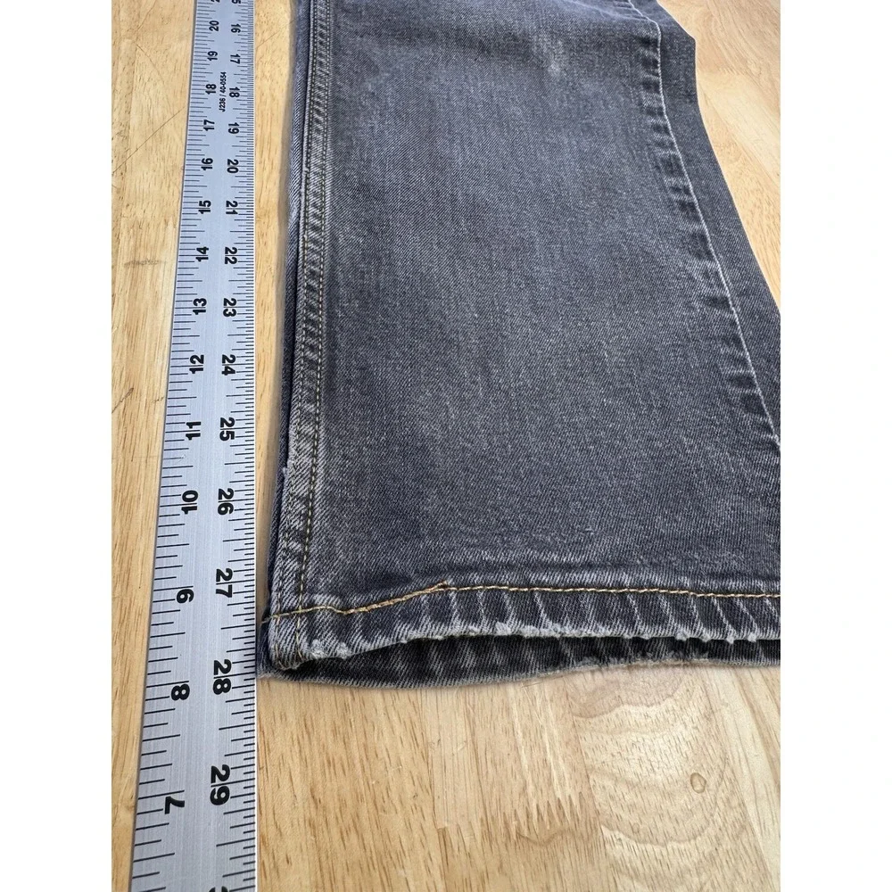 Levis 505 Regular Fit Straight Leg Black Denim Distressed Stretch Men's 40x30‎